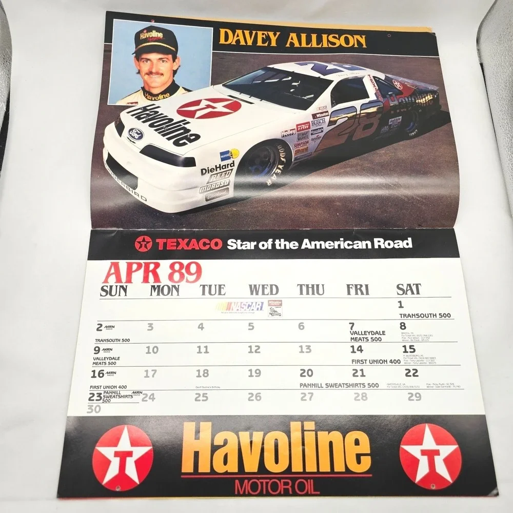 1989 NASCAR Winston Cup Driver Calendar Racing Motorsports Stock Cars Vintage